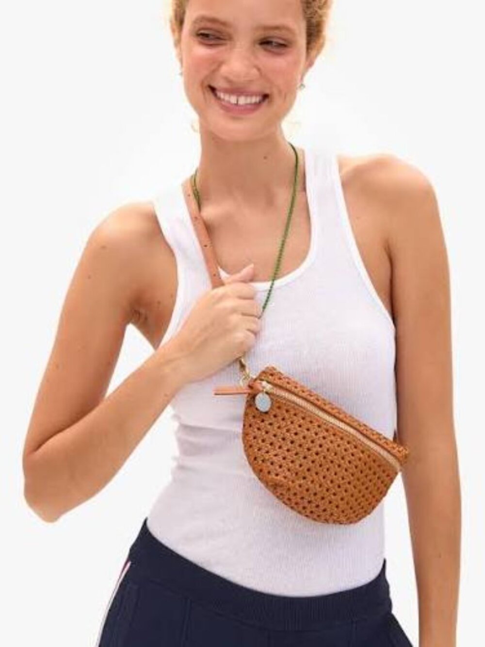 Clare V. Petite Fanny Rattan Woven Leather Belt Bag - Picture 5 of 14